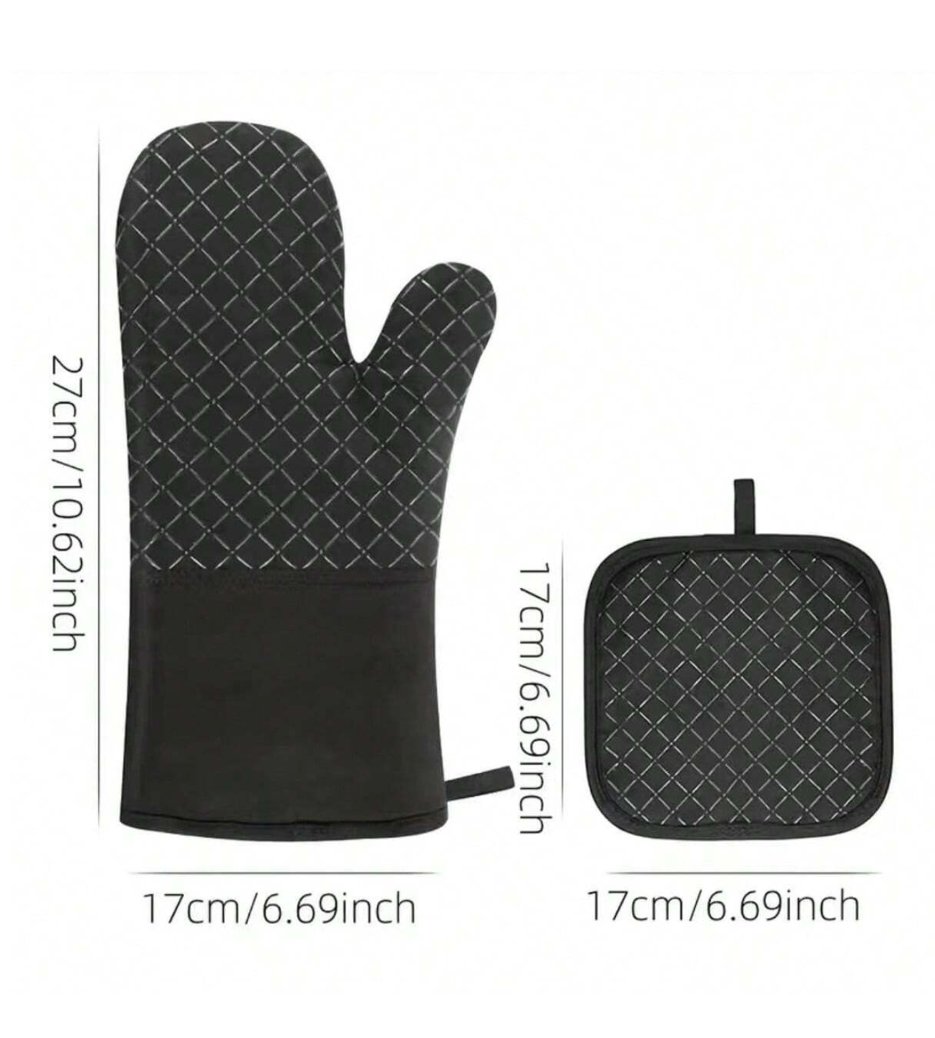 Heat-resistant, non-slip oven gloves